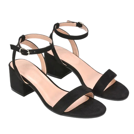 Jet Black - Front - XY London Womens-Ladies Gemma Strappy Low Block Heel Sandals