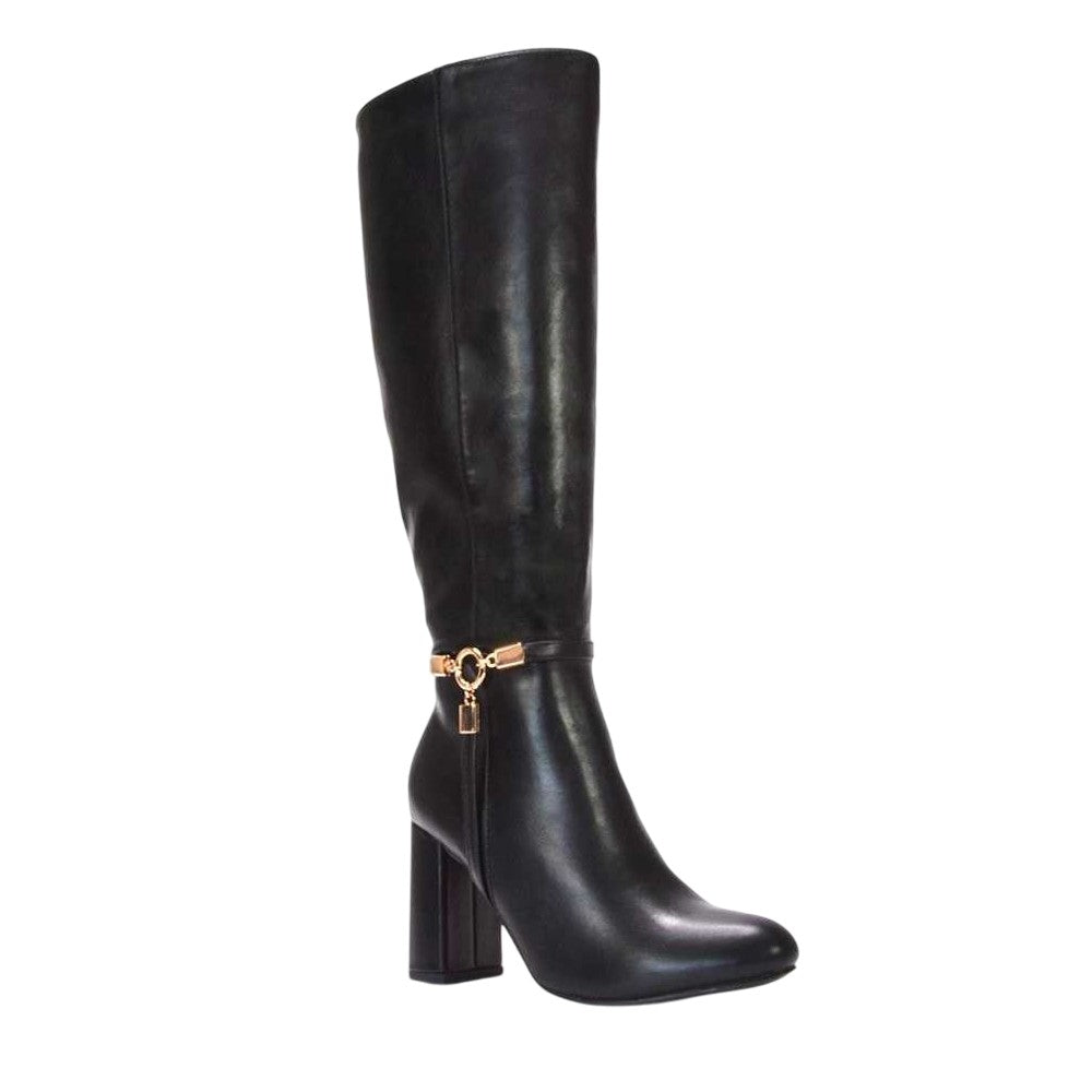 Black - Lifestyle - XY London Womens-Ladies Ebony Wide Calf Knee-High Boots