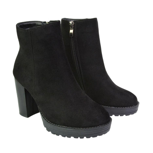 Jet Black - Front - XY London Womens-Ladies Cole Platform Heel Ankle Boots