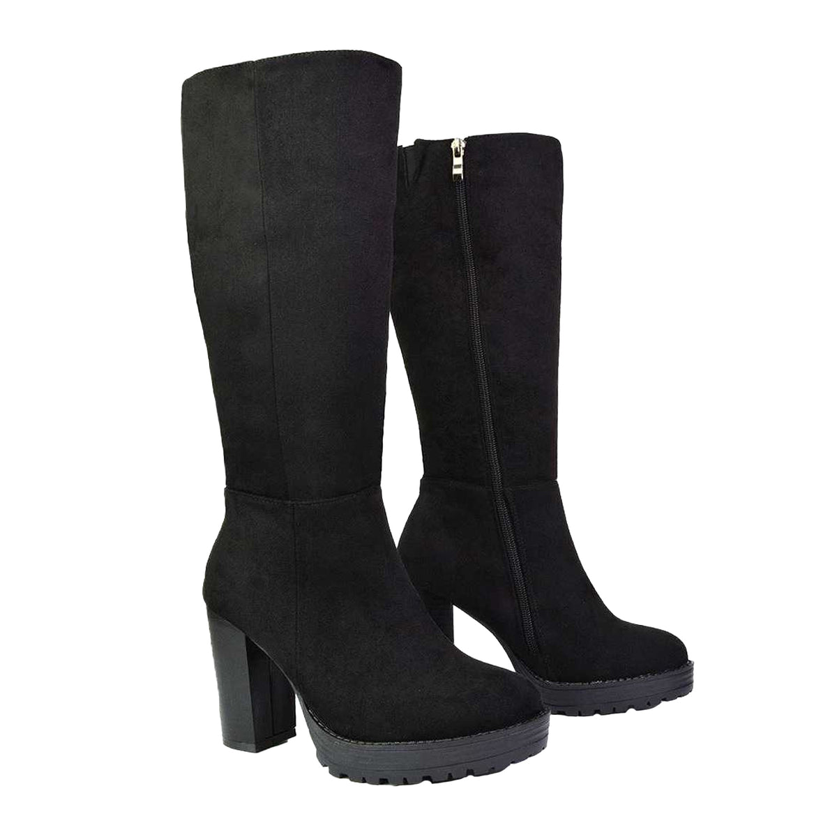 Jet Black - Lifestyle - XY London Womens-Ladies Addie Chunky Platform Ankle Boots