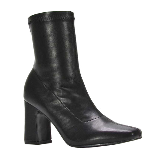 Black - Front - XY London Womens-Ladies Alex Side Zip Stretch Block Heel Ankle Boots