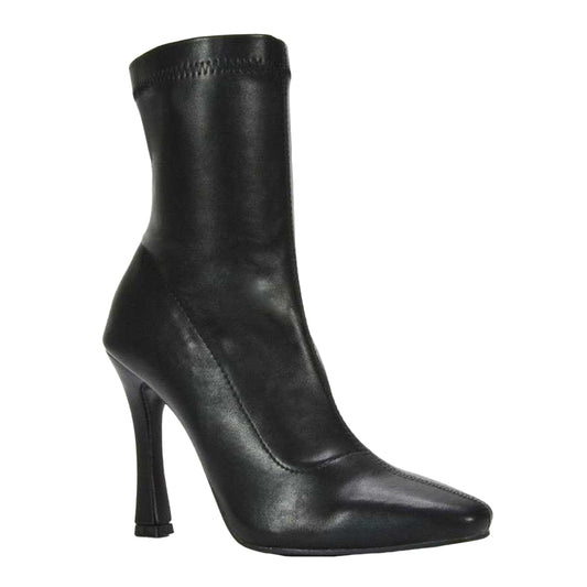 Black - Front - XY London Womens-Ladies Paula Stretch Sock Stiletto Heel Ankle Boots