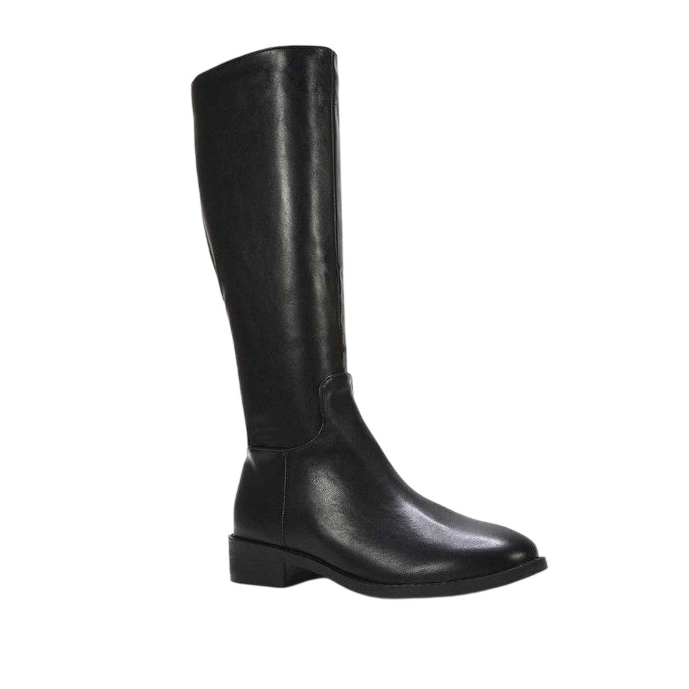 Black - Lifestyle - XY London Womens-Ladies Lucia Knee-High Low Block Heel Riding Boots