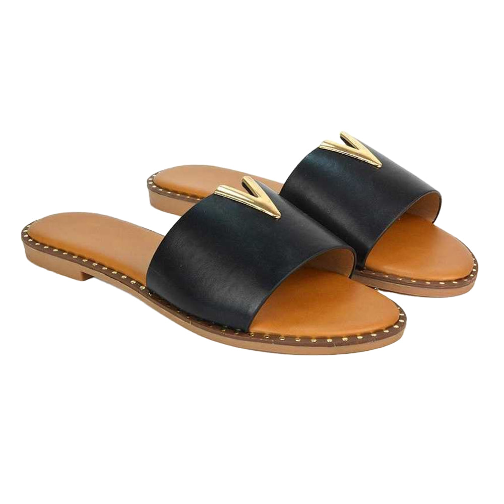 Black - Pack Shot - XY London Womens-Ladies Rorie Cut Out Sliders