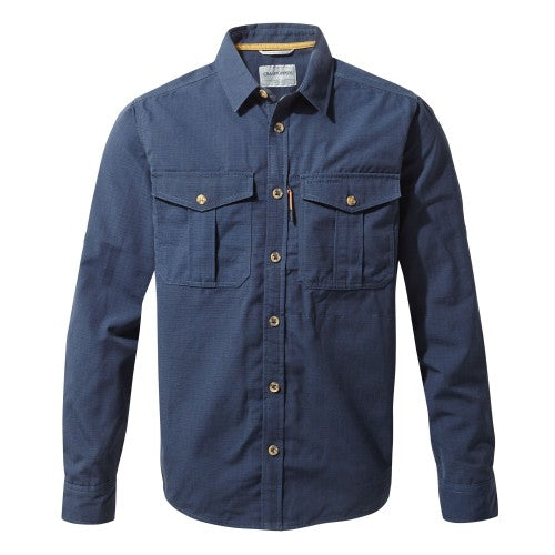 Front - Craghoppers Mens Kiwi Ripstop Long Sleeve Shirt