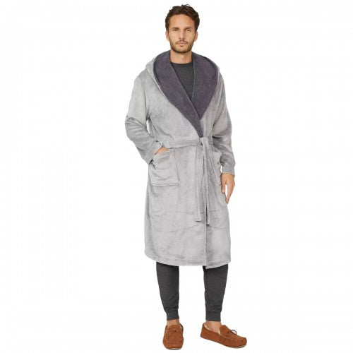 Debenhams Mens Two Tone Fleece Hooded Dressing Gown – Universal Textiles