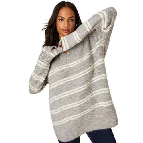 Front - Dorothy Perkins Womens/Ladies Striped Curved Hem Jumper