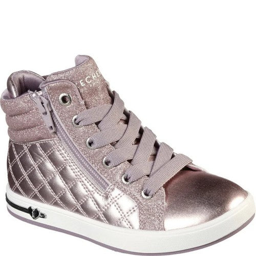 Front - Skechers Girls Shoutouts Squad Quilted Trainers