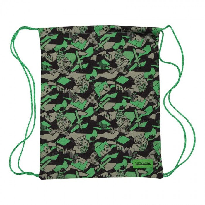 Front - Minecraft Childrens/Kids Camo Creeper Drawstring Bag