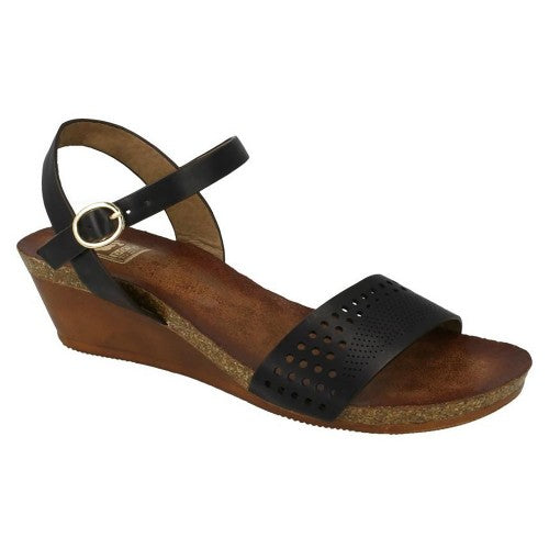 Front - Down To Earth Womens/Ladies Mid Wedge Punched Upper Sandals