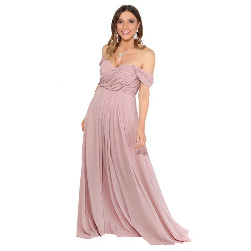 strapless open back dress Pink Aphrodite Strappy Dress | Women's Vegan Silk Maxi Dress main image 1