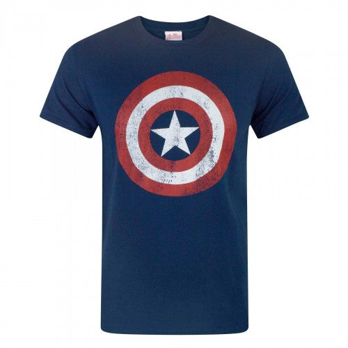 Front - Captain America Mens Distressed Logo T-Shirt