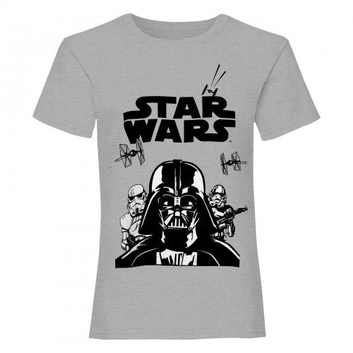 Front - Star Wars Girls Darth Vader Stormtrooper T-Shirt