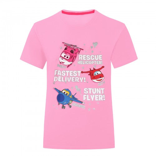 Front - Super Wings Toddler Girls Jerome Donnie And Jett Character T-Shirt