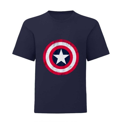 Front - Captain America Boys Distressed Shield T-Shirt
