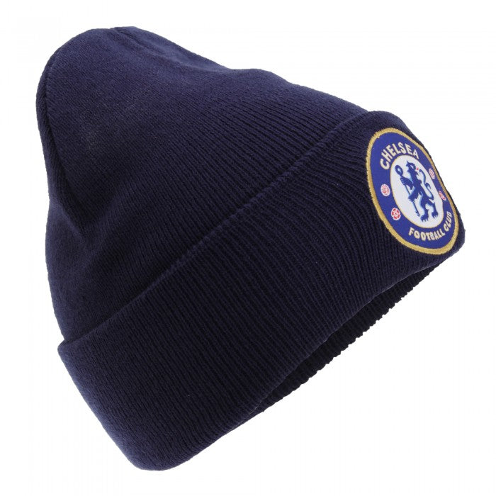 Front - Chelsea FC Unisex Official Knitted Winter Football Crest Hat