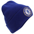 Front - Chelsea FC Official Adults Knitted Winter Football Crest Hat