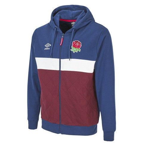 Front - England Rugby Mens Umbro Classic Full Zip Hoodie
