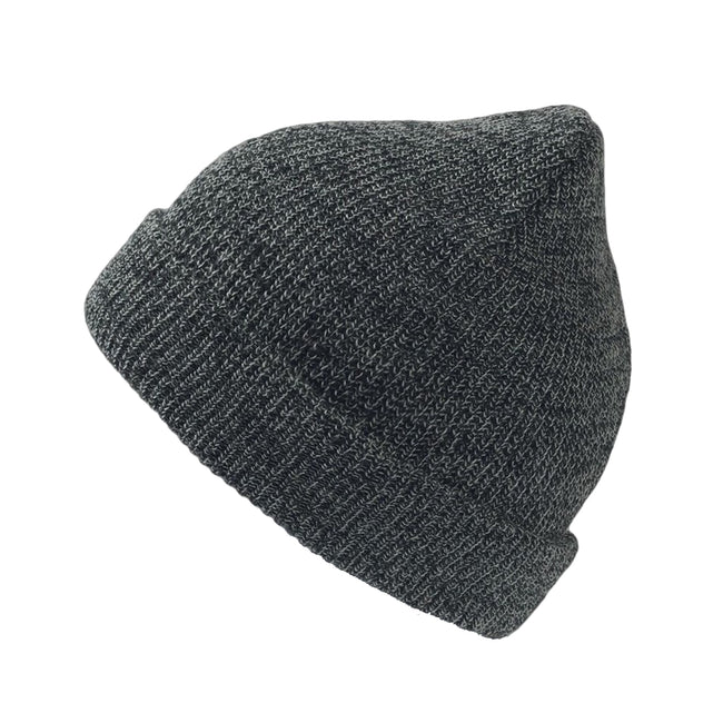 Black Melange - Front - Atlantis Fusion Melange Double Skin Beanie