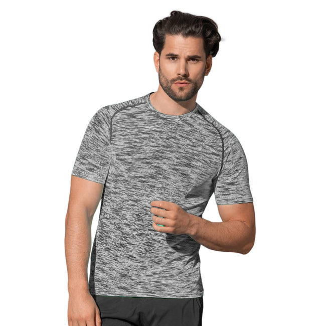 Black Opal Melange - Back - Stedman Mens Active Seamless Raglan Tee