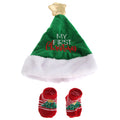 Green-Red - Front - Nursery Time Baby Boys-Girls Christmas Hat & Socks Giftset