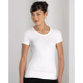 White - Side - Russell Collection Ladies-Womens Short Sleeve Strech Top