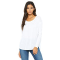 White - Front - Bella Ladies-Womens Long Sleeve Flowy 2x1 T-Shirt