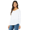 White - Back - Bella Ladies-Womens Long Sleeve Flowy 2x1 T-Shirt