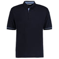 Navy-Light Blue - Front - Kustom Kit Mens Button Down Contrast Short Sleeve Polo Shirt