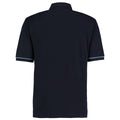 Navy-Light Blue - Back - Kustom Kit Mens Button Down Contrast Short Sleeve Polo Shirt