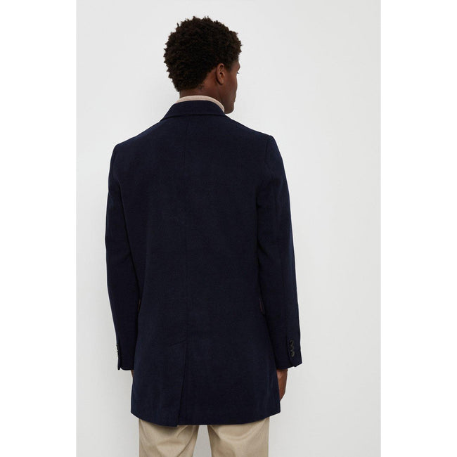 Navy - Back - Burton Mens 1904 Faux Wool Overcoat