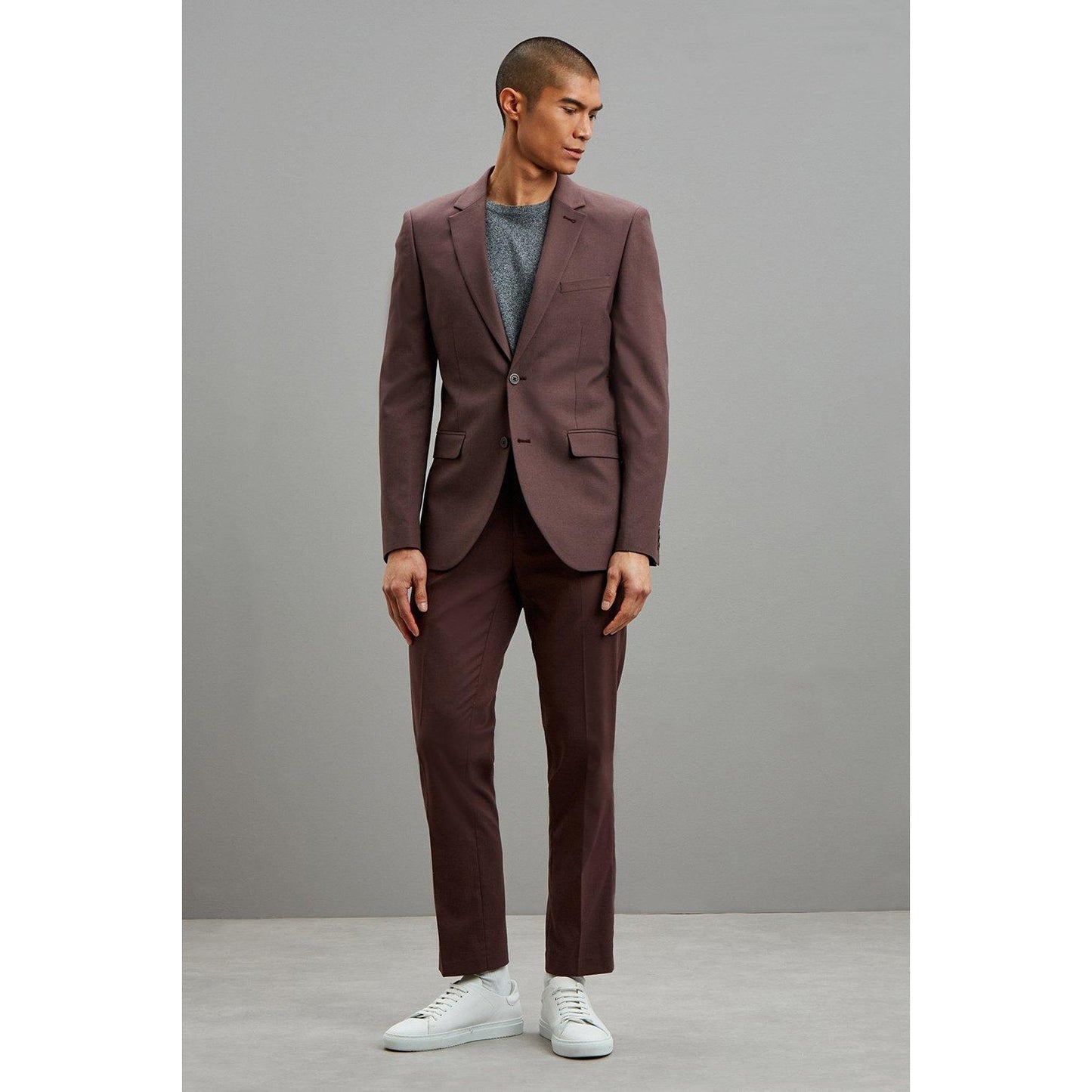 Brown - Close up - Burton Mens Slim Suit Jacket