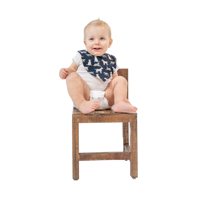 Blue-White - Lifestyle - LazyOne Boys Labrador Bandana Bibs (Pack Of 2)