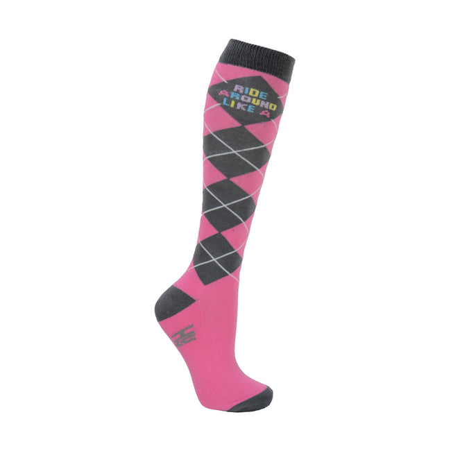 Grey-Black - Side - HyFASHION Unisex Adult Merry Go Round Socks (Pack of 3)