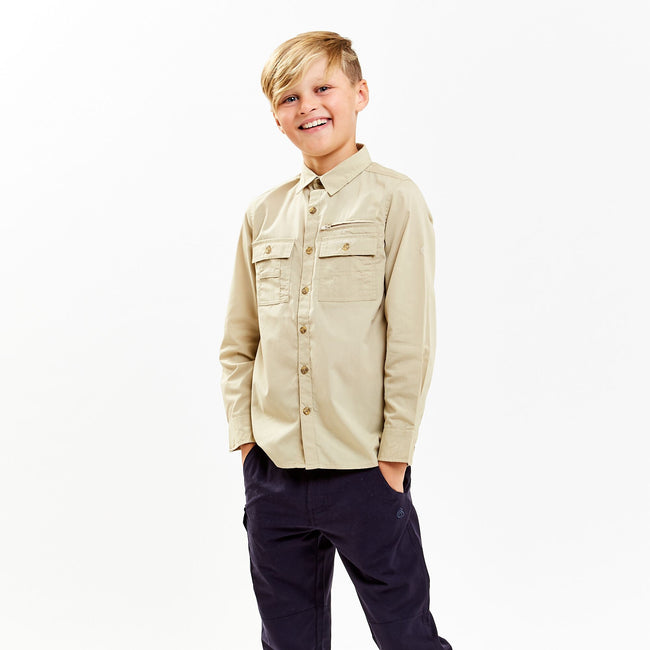 Oatmeal - Back - Craghoppers Childrens Boys Adventure Trek Long Sleeved Shirt