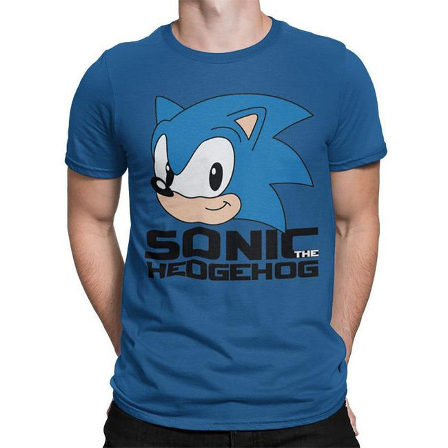 Blue - Side - Sonic The Hedgehog Unisex Adult Classic Head T-Shirt