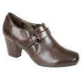 Brown - Front - Boulevard Womens-Ladies Mid Heel Buckle Shoes