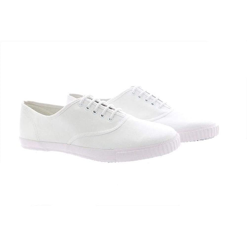 White - Side - Dek Adults Unisex Lace To Toe White Canvas Plimsolls