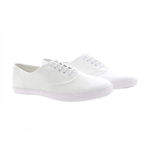 White - Side - Dek Adults Unisex Lace To Toe White Canvas Plimsolls