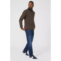 Chocolate - Lifestyle - Maine Mens Premium Cable Cotton V Neck Jumper
