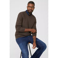 Chocolate - Pack Shot - Maine Mens Premium Cable Cotton V Neck Jumper