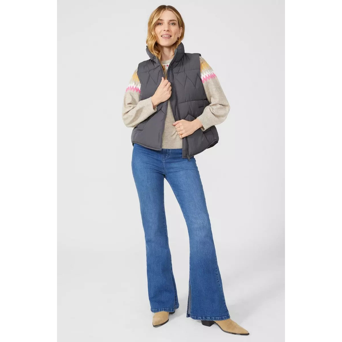 Ash Grey - Pack Shot - Mantaray Womens-Ladies Padded Gilet