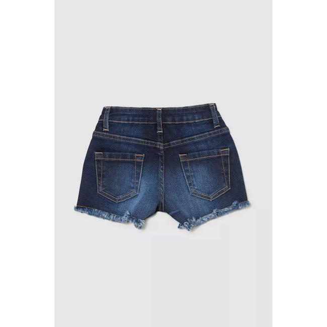 Dark Wash - Back - Blue Zoo Girls Denim Embellished Shorts