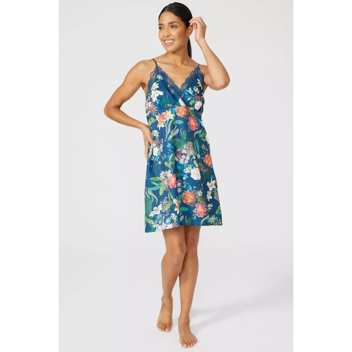 Navy - Lifestyle - Debenhams Womens-Ladies Botanical Floral Woven Nightie