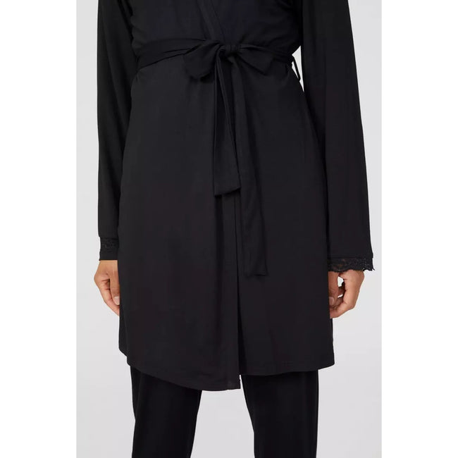 Black - Side - Debenhams Womens-Ladies Viscose Wrap Robe