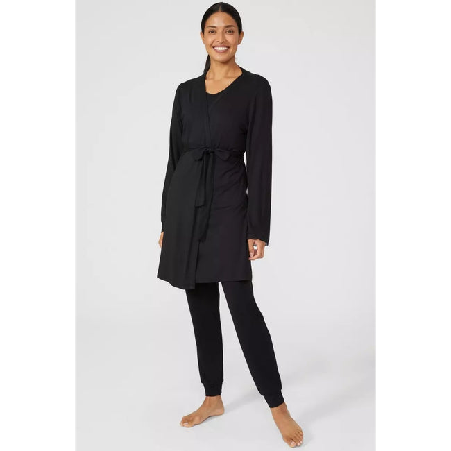 Black - Pack Shot - Debenhams Womens-Ladies Viscose Wrap Robe