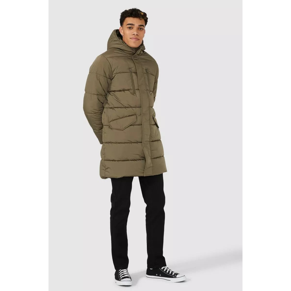 Khaki - Lifestyle - Red Herring Mens Longline Padded Jacket