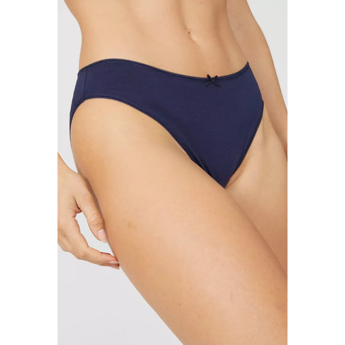 Navy - Pack Shot - Debenhams Womens-Ladies Sprigs Marl High Leg Briefs (Pack of 5)