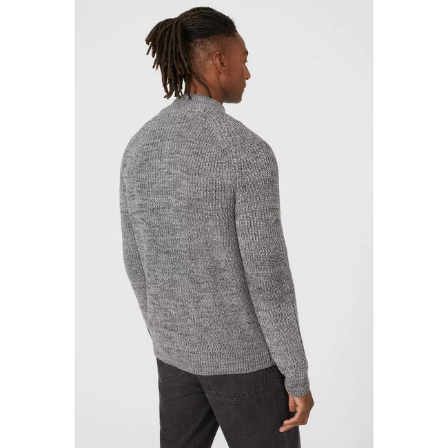 Dark Grey - Back - Mantaray Mens Twisted Full Zip Cardigan
