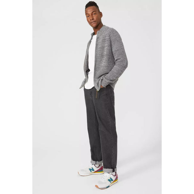Dark Grey - Lifestyle - Mantaray Mens Twisted Full Zip Cardigan